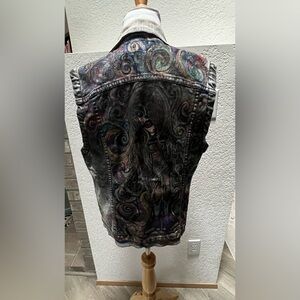 Rude Hand Painted Denim Vest Size Small